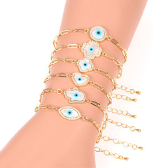 BC1276 Adjustable Evil eyes Hamsa Hand Charms bracelets,CZ Heart Hand Shape Greek Shell Evil eyes Bracelet