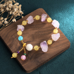 Luxury Feng Shui Precious Stone Bracelet Crystals Healing Real Natural Amethyst Stone Beaded Bracelet for men women bracelet