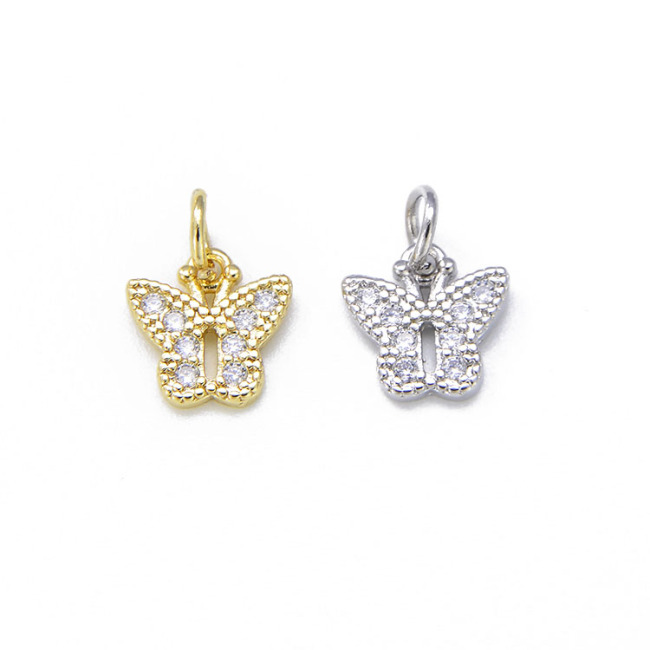 CZ8298 Dainty Tiny Mini Small Clear CZ Diamond Butterflies Charm,Tiny Minimal Zircon Cubic Zirconia Butterfly Charm Pendant