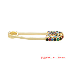 CZ7888 Thiny Rainbow Diamond Jewelry Charm Small CZ Micro Pave Safety Pin Bracelet Charms Pendants for earring making