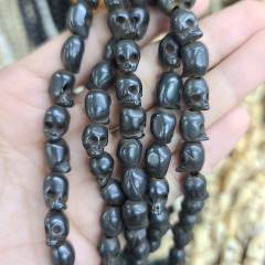 OB113 Fashion Black White Brown hand carved Natural Ox Bone Skull ghost beads, bone skeleton beads