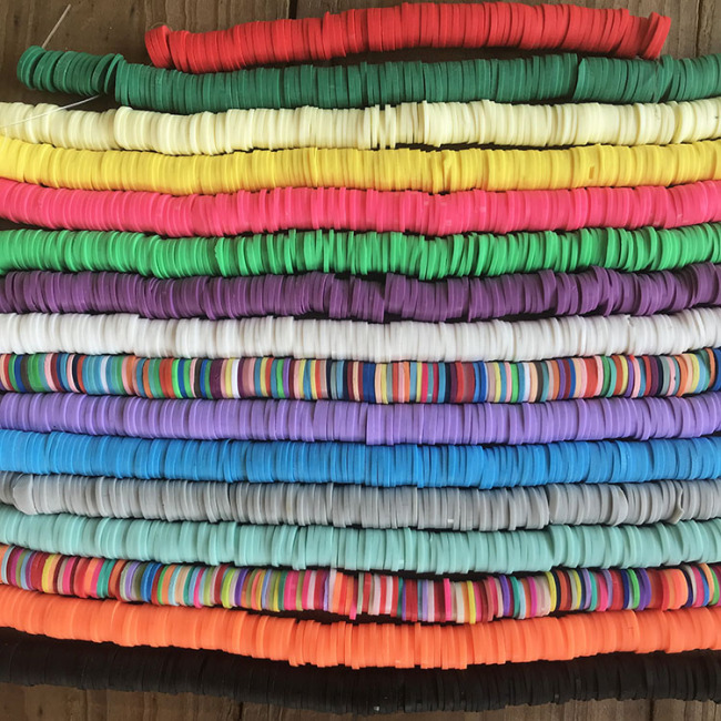 CC1866 Wholesale 8mm Rainbow Polymer Clay Vinyl Disk Heishi Beads,Mixed Colour Polymer Clay Disc Spacer Beads