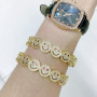 BC2038 Fashion 18K Gold Plated Brass Bracelet Zircon CZ Micro Pave Smiley Happy Face Link Chain Hand Cuff Chain Bangle Bracelets