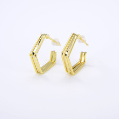 Wholesale Fashion 18K Gold Plated Brass Hoop Studs Huggies Minimals Simple Earring