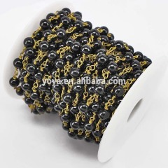 BCL1171 Black Onyx Beaded Wire Wrapped Rosary Chains BCL1171 Black Onyx Beaded Wire Wrapped Rosary Chains