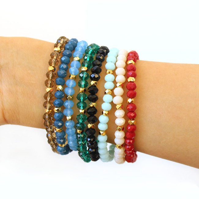 BRP1479 Hot sale dainty gold accent & crystal beaded bracelets,stackable stacking bracelet