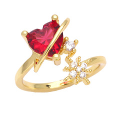 RM1404 Hot Sale 2022 18K Gold Plated CZ Diamond Heart Satellite and Star Rings for Women