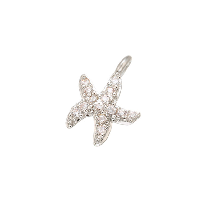 CZ7870 Mini Gold Rainbow CZ Micro Pave Starfish Charm Pendants