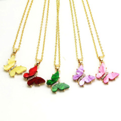 NZ1180 new arrival fashion stainless steel ladies O chain brass with CZ butterfly pendant women necklace NZ1180 new arrival fashion stainless steel ladies O chain brass with CZ butterfly pendant women necklace