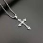 NS1142 hiphop stainless steel cross pendant necklace, fashion 18K gold steel box chain with prayer cross men necklace
