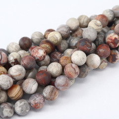 AB0717 Matte Genuine Laguna Lace Mexican Agate Beads