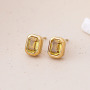 ES1114 Mini Minimalist Gold Plated Stainless Steel Rectangle Crystal Stud Earring