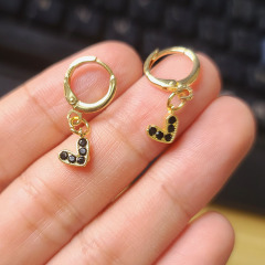 EC1745 Trendy jewelry 18k gold plated mini CZ cubic zircon rainbow heart dangle hoops huggies earrings for women