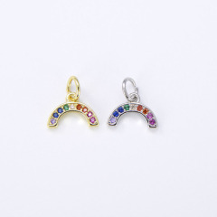CZ8299 Dainty Tiny Mini Small Gold CZ Diamond Rainbow Charm,Tiny Minimal Zircon Cubic Zirconia Multicolor Rainbow Charm Pendant