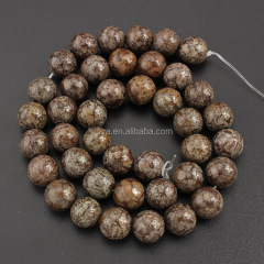 SB6450 Wholesale brown naturagemstone beads,Chinese Brown snowflake obsidian jasper beads