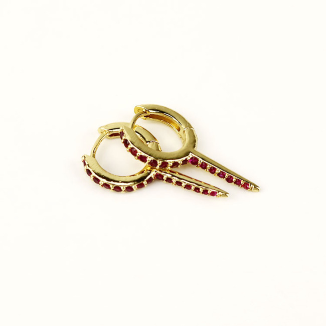 EC1676 Wholesale CZ Micro Pave rainbow Hoop Scissor Earrings,Huggie Hoop Hairdresser Earrings For Girls