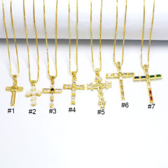 NZ1177 Chic Diamond the Christian Religious Jewelry Cubic Zirconia CZ Micro Pave Cross Pendant Chain Necklace NZ1177 Chic Diamond the Christian Religious Jewelry Cubic Zirconia CZ Micro Pave Cross Pendant Chain Necklace