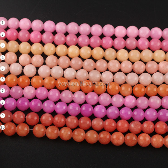 YJ1121 Popular Fashion Pink  Peach colorful dyed jade stone beads