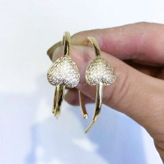 EC1709 2021 Chic CZ Micro Pave Love Heart Hoops Earring,Cubic Zirconia Crystal Heart Hoops for Valentine's Day Gift
