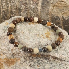 BN5305 gemstone beads stretch bracelet tiger eye and cube hematite men bracelet