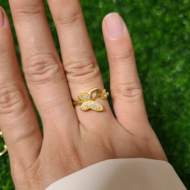 RM1359 Chic Dainty Mini 18k Gold Plated Crystal CZ Butterfly Star Finger Rings