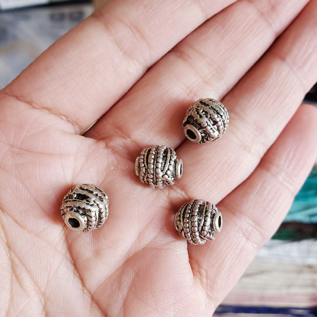 JS1241 Unique Antique silver spacer ball beads,unique metal beads,men's bracelet metal supplies