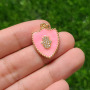 CZ840118k Gold Plated Micro Pave CZ Hamsa Hand On Enamel Colorful Shield Shape Pendants