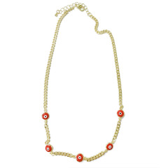 NM1179  New design 18K gold  plated chain with color evil eyes  beaded  choker necklace gifts for lady
