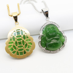 S1163 High Quality Gold Plated Stainless Steel Bezel cz micro pave Resin buddha charm pendant,diamond buddha charm