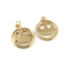 JS1533 18k Gold Plated Smiley Smile Face Charm Pendants for Bracelet Necklace Earring Making Supplies