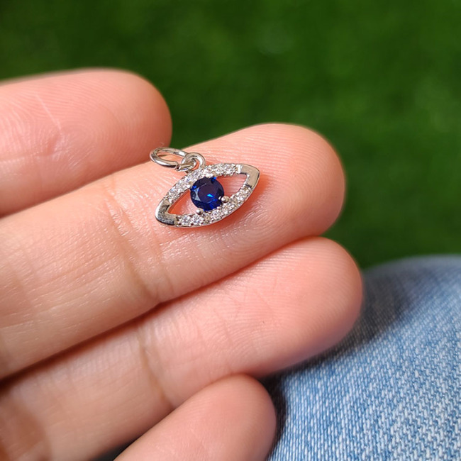CZ8214 Mini Jewelry Supplies CZ Micro Pave Evil Eyes Charms,Tiny Small CZ Diamond Blue Evil Eyes Charms for Jewelry making