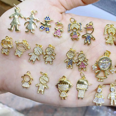 CZ8503  Mini Little 18k Gold Zircon CZ Micro Pave  Boy and Girls Kids Children Charms for Bracelet Earring Jewelry Making