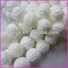 CB8093 White carved White Giant Clam Shell Lotus Flower Beads,Tridacna shell Beads