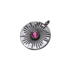 CZ8070 High Quality Rose Gold Fuchsia CZ Micro Pave Round Pendant, Roundel Disc Micro Pave Charm for Jewelry Making