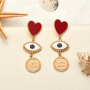 EM1101 Popular Metal Enamel Evil Evileye Eye Heart Charm Hoop Designer Drop Earrings for Women Girls