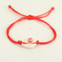BE1012 Dainty Natural Cowrie Cowry Shell with Evil Evileye Eye Woven Friendship Adjustable Bracelet for Women Girls