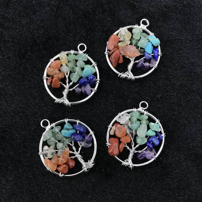 JF7262 Gemstone Quartz Chips 7 Chakra Spiritual Healing Meditation Reiki Chakra Energy Pendants