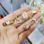 CZ8485 Dainty Pink Shell CZ Pave Crescent Star Heart Virgin Mary Lock Charm Pendants