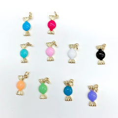 JS1594 18k Gold Plated brass metal rainbow enamel candy sugar charms Pendant