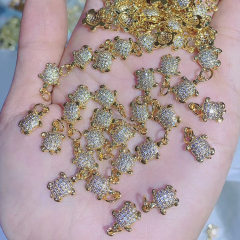 CZ8121 Mini Cute cz micro pave white lion turtle crab snake charm Cubic zirconia animal charms jewelry accessories