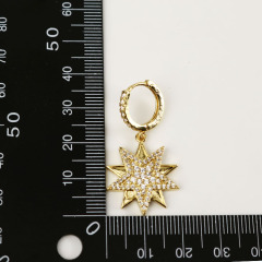 EC1674 Beautiful Micro Pave CZ Starburst Huggie Hoop Earrings,Gold Dangling Star Burst Charms Earring For Jewelry