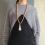 NW1011 Fashion cheap wooden wood beaded Silk Tassel Necklace for Women