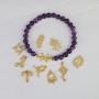 BN2047 Natural quartz crystal stone zodiac bracelet cz diamond pave 18k gold plated brass zodiac sign bracelet