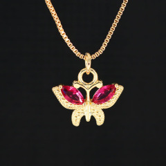 NZ1166 Chic Dainty 18k gold plated cz micro pave butterfly pendant necklace for women ladies