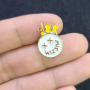 JS1556 18k Gold Plated Fun Yellow White Enamel Emoji Smiley Charm Pendants