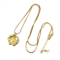 NM1077 18K Gold Plated Apple Shape 26 Alphabet Letter Charm Pendant Necklaces A-Z Initial jewelry for Women