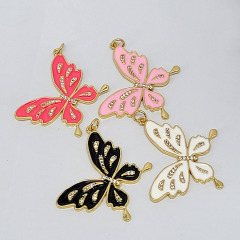 CZ8406 Gold Plated CZ diamond pave colored butterfly enamel charms Pendant