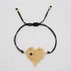 BG1019 Dainty Handmade Miyuki Seed Beaded Cross Heart Macrame Stack Bracelets