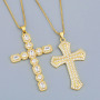 NZ1206 18k glod plated brass CZ mirco pave charms cross  christian Pendant Necklaces religion for men lady