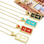 NZ1270 18K Gold Plated CZ Paved Enamel Rainbow Evil Eyes Cross Tarot Pendant Chain Necklace